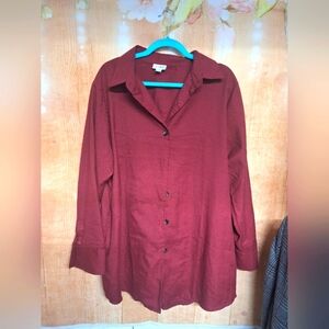 LuLaRoe Women's Burgundy Button Down Shirt